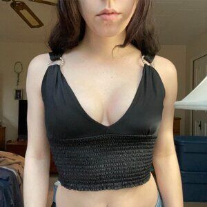 Women's Black Crop-top